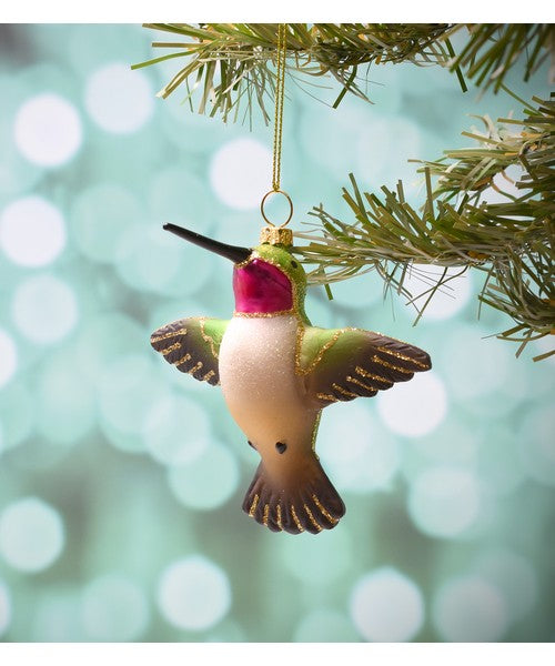 Male Ruby Throated Hummingbird Flying Ornament