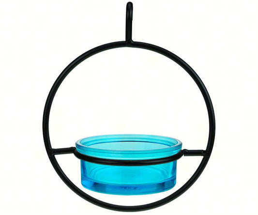 Recycled Glass 7.25 Inch Aqua Sphere Hanger Feeder