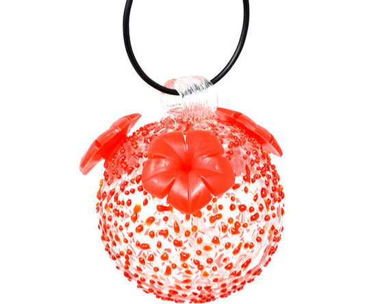 Red Textured Glass Hummingbird Feeder