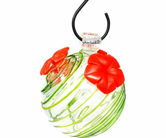 Green Swirl Glass Hummingbird Feeder