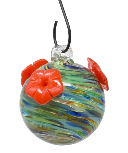 Ocean Swirls Glass Hummingbird Feeder