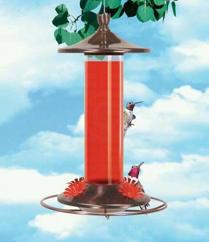 Glass and Metal Hummingbird Feeder