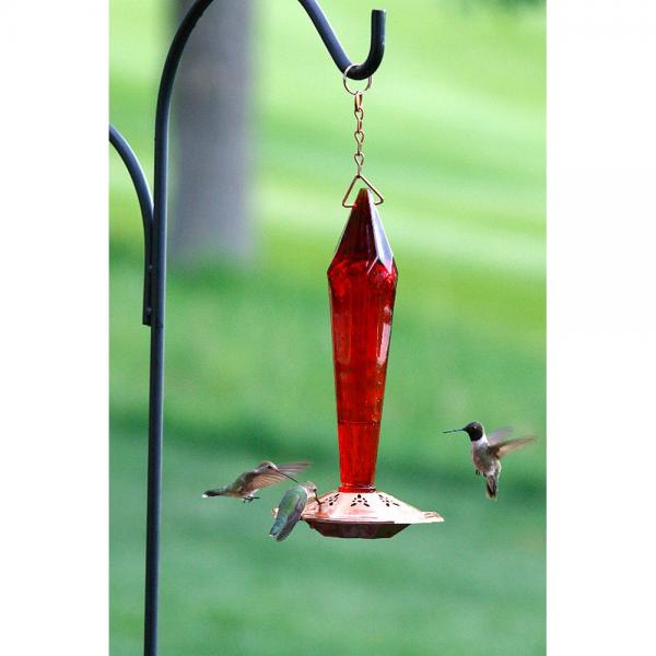 Faceted Ruby Glass Hummingbird Feeder